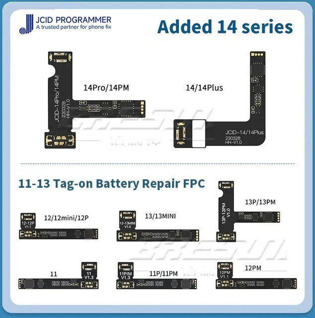 Jcid Flexibles externes Batterie-Reparaturkabel für iPhone 11 12 13 14 Pro Max in Schwarz - Bild 1
