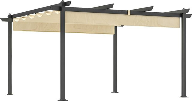 Outsunny Pergola aus Aluminium in Beige mit Polyesterdach B/H/L: 390 x 223 x 390 cm - Bild 1