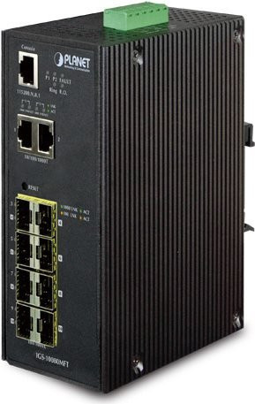 PLANET IGS-10080MFT Managed Switch mit 8 x SFP und 2 x 10/100/1000 Ethernet/LAN zur DIN-Schiene Montage - Bild 1