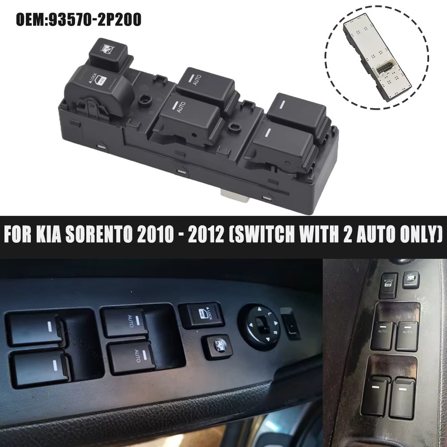 Malcayang Fensterheberschalter vorne links für Kia Sorento 2009-2014, Schwarz, 93573-2P200 - Bild 4