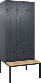 C+P Z-Spind Classic PLUS Sitzbank mit 6 Fächern und Sicherheits-Drehriegel, Buche-Hartholz, B/T/H: 212,0 x 90,0 x 81,5 cm, Anthrazit/Schwarz - Bild 1