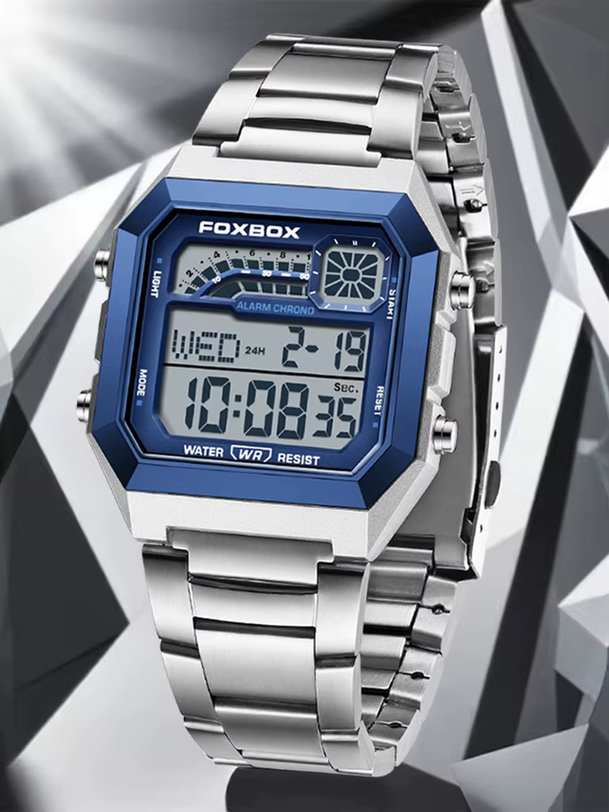 FOXBOX Digitaluhr, Edelstahl, Eckig, Quarz, Herren - Bild 6