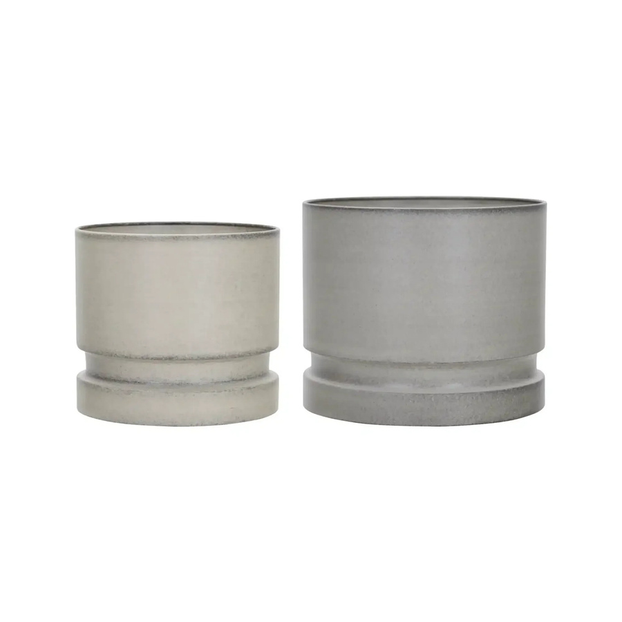 House Doctor Blumentopf Pepple aus Metall in Sandfarben – 2er Set - Bild 1