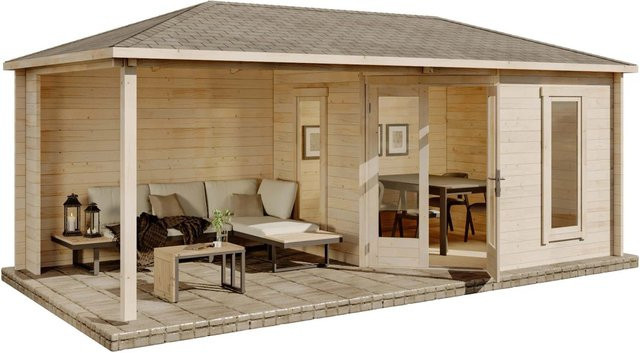 Alpholz Gartenhaus Set Liwa 5-Eck Naturbelassen mit Dacheindeckung und Fußboden B/T/H: 614 x 317 x 274 cm - Bild 1