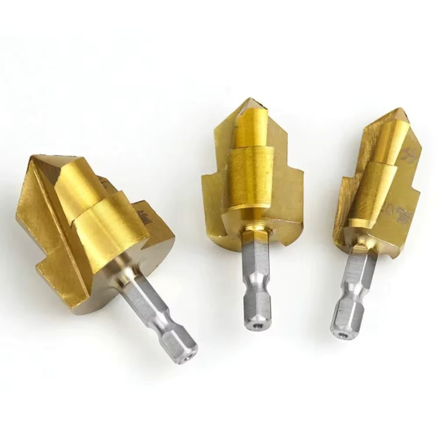 Drei-Klingen-PPR-Schrittbohrer-Set mit Sechskantschaft für Wasserrohr-Anschlüsse in Gold, Durchmesser: 20 mm, 25 mm, 32 mm - Bild 3