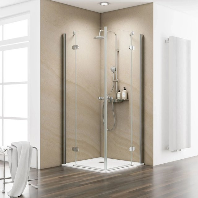 Schulte ExpressPlus MasterClass Duschset mit Eckeinstieg und Duschwanne, transparent, B/T: 200 x 90 cm - Bild 1