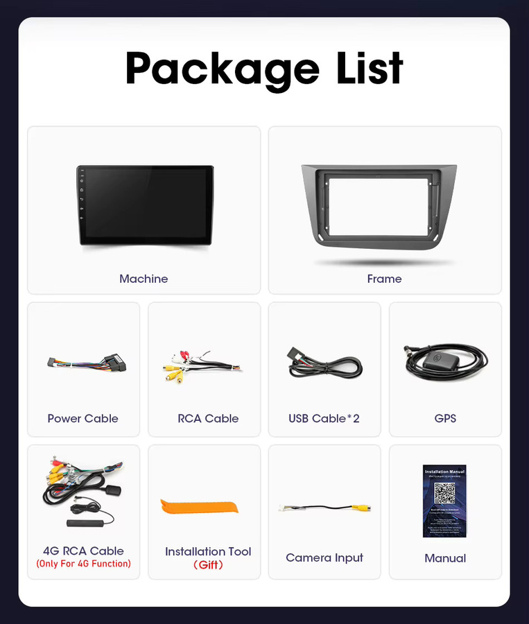 JMCQ Multimedia Autoradio mit Wireless CarPlay und Android Auto für Seat Altea (2004-2015), GPS, 4G und WiFi, Schwarz - Bild 3