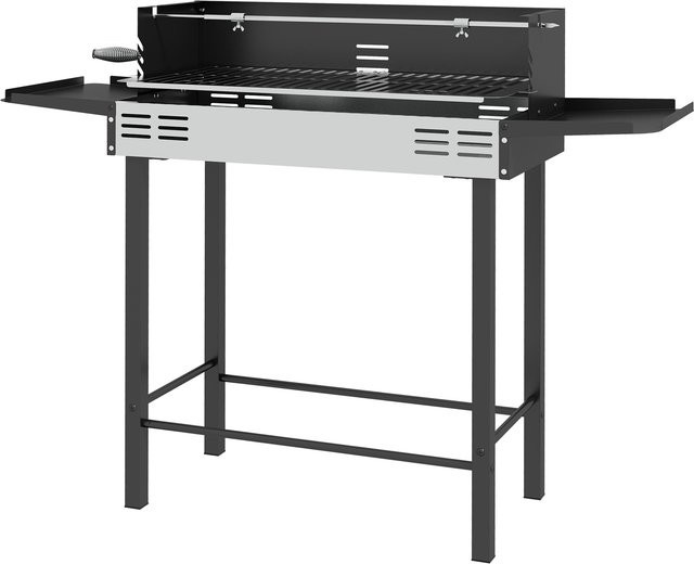 Outsunny Campinggrill Holzkohlegrill klappbar mit Grillrost und Rotisserie-Kit in Schwarz - Bild 1