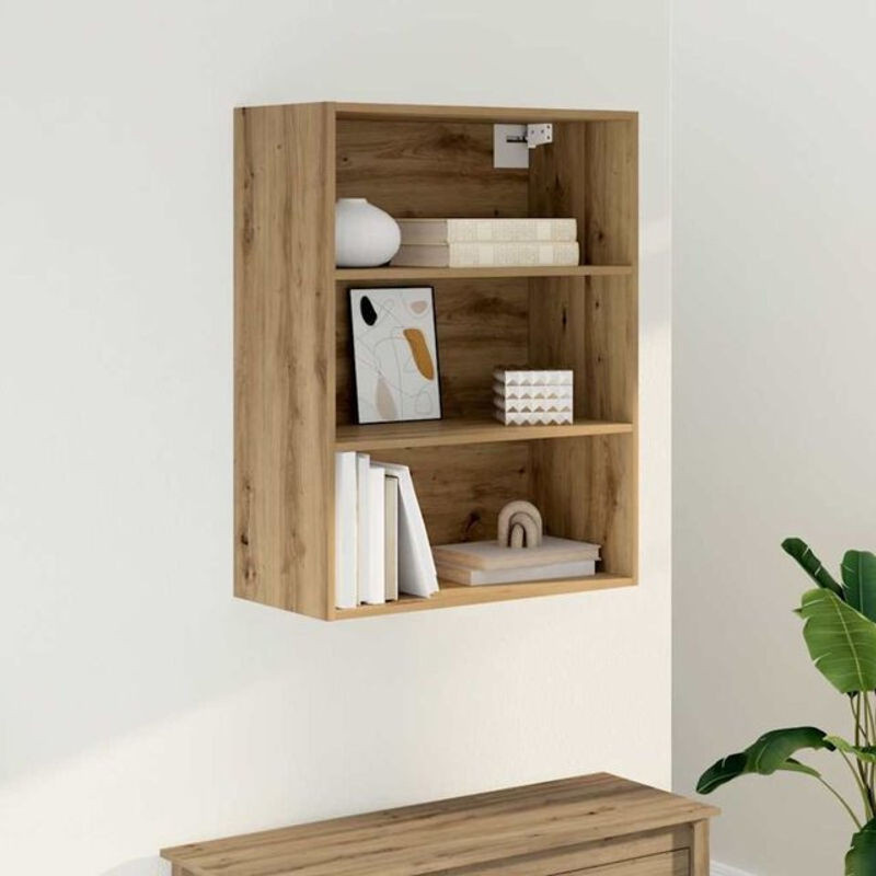 Wandregal Vidaxl in Eiche Natur und Beige, klassisch, B/T/H: 69,5 x 32,5 x 90 cm - Bild 1