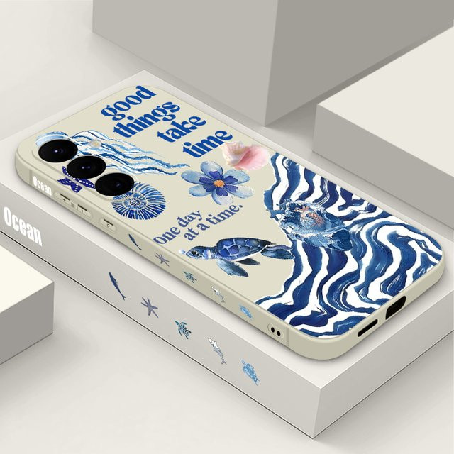 MOESOE Handyhülle mit Meer-Landschaft und Wellen-Druck für Samsung Galaxy S25 FE S24 S23 S22 Ultra S23 Plus A56 A17 A16 A36 A55 A54 A15 5G in Lila - Bild 1