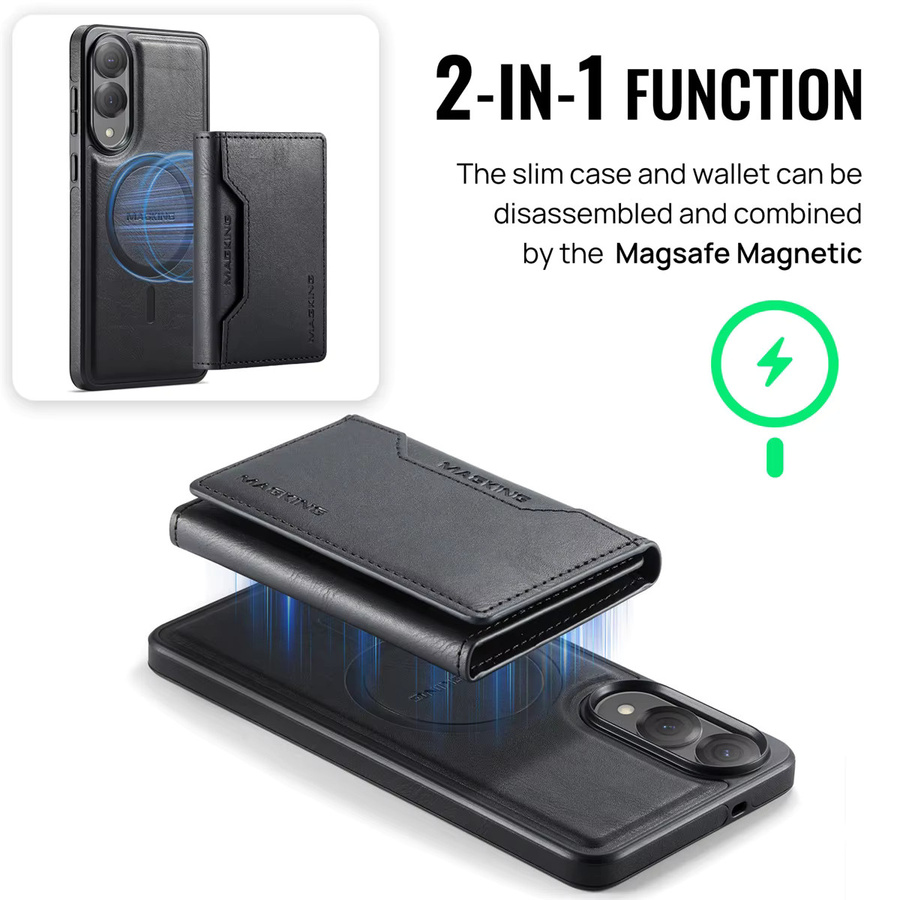 Abnehmbare Leder Handyhülle mit MagSafe Wallet, Kartensteckplatz und Ständer für Samsung Galaxy S25 FE Edge, S24 Plus und S23 Ultra in Schwarz oder Grün - Bild 6