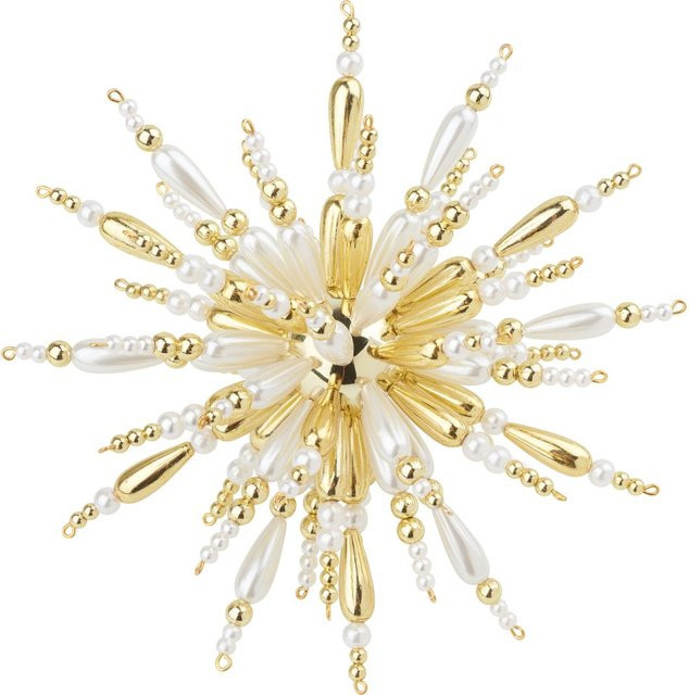 Zauberperle Perlenstern-Komplettset Golden Drops in Gold und Weiß als hängender Stern aus Draht und Kunststoff für die Weihnachtszeit - Bild 1