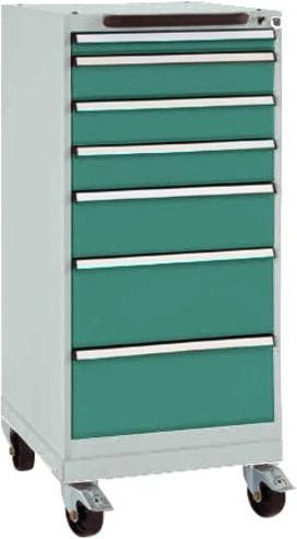 Manuflex BASETEC Schubfachschrank SP1133.0001 mobil, graugrün, 7 Schubfächer, Nutzhöhe: 90 cm - Bild 1