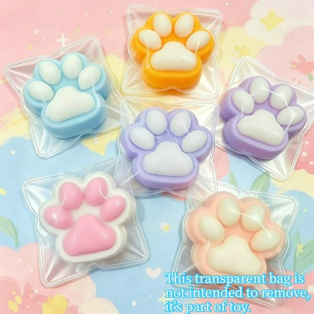 Macaron Farbe Katzenpfote Squishy, Knet-Fidget-Spielzeug, Niedliche Pfote - Bild 1