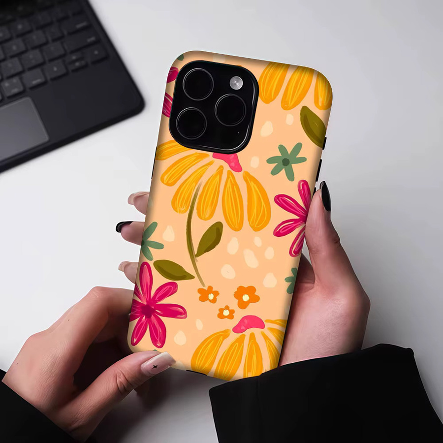 Aurbe Matte 2-in-1 MagSafe Hülle mit leuchtenden Blumen-Motiven für iPhone 17 16 15 14 Plus Pro Max, stoßfeste Hartschale, Multicolour - Bild 5