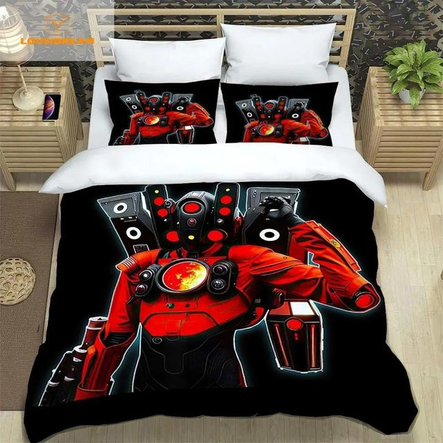 Bettwäsche-Set Lodestar mit Skibidi Toilet Cartoon-Druck und Kissenbezug, Multicolor, B/H: 135 x 200 cm - Bild 1