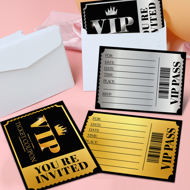 24 VIP-Party-Einladungskarten aus Papier in Gold und Silber für Geburtstagsfeiern - Bild 1