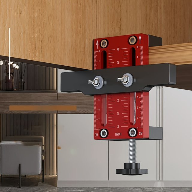 GDART Schranktür-Montagevorrichtung aus Aluminium mit Stützarm und Klemme in Rot - Bild 1