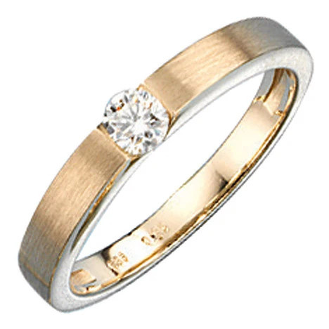 Colfem Ring 585 Gelbgold, matt, Diamant, Brillant, 0,25ct, Damen, Ringgröße 58 - Bild 1