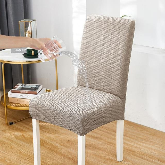 Wasserdichte Jacquard-Stuhlhussen von airldianer in Khaki, elastischer Stretch-Schonbezug für Esszimmerstühle, waschbar - Bild 1