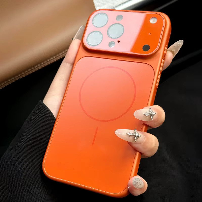 AG Nano Matte Glass Hülle für iPhone 17 Pro Max, 16, 15, 14, 13 Pro Max, Orange, MagSafe kompatibel, magnetisches Hardcover - Bild 2