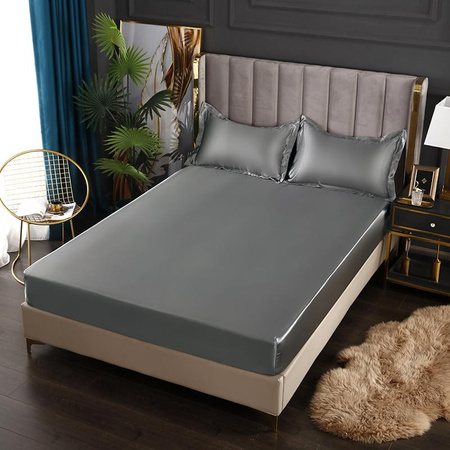 Kemila Spannbettlaken aus Mako-Satin und Seide, einfarbig, B/T/H: 90 x 200 x 25 cm