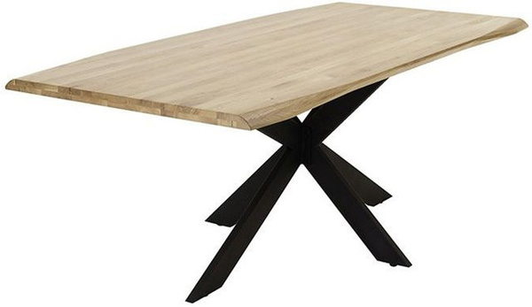 Esstisch Louis von AMD Möbel aus massiver Eiche mit Spider-Fuß in Live Edge Optik, rechteckig, geölt, Farbe: Braun/Schwarz