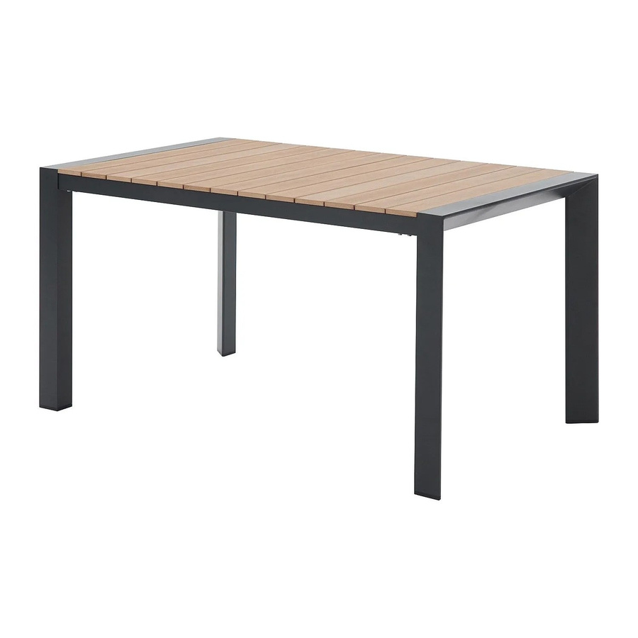 Gartentisch Nyros von Vente-unique aus Aluminium in Anthrazitgrau und Naturfarben Hell mit 150 cm Breite - Bild 2