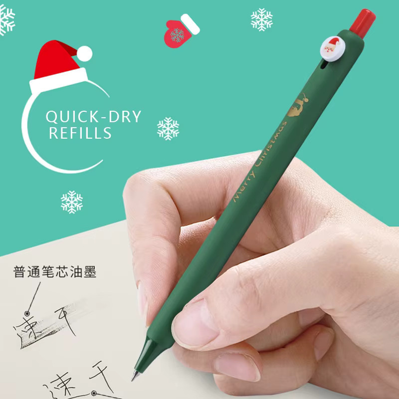 Kawaii Weihnachts-Gelstifte mit niedlichen Cartoon-Motiven wie Weihnachtsmann und Rentier, schwarze Tinte, 0,5 mm Stiftstärke, ideal für Schule und Büro - Bild 2