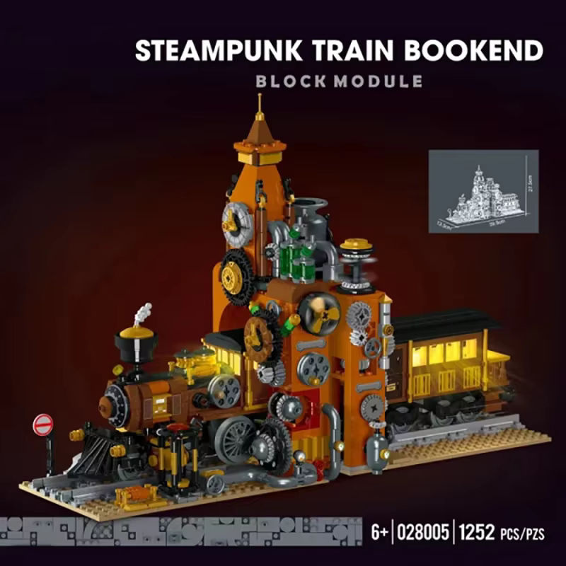 CETYL Retro-Dampfzug-Bauset Steampunk-Modell aus Kunststoff in Mehrfarbig als dekorative Buchstützen - Bild 2