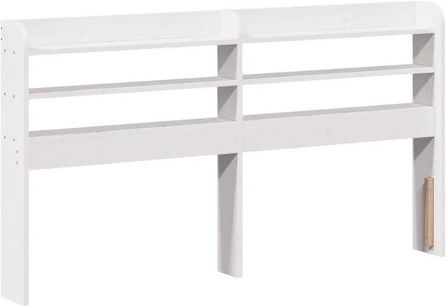 vidaXL Kopfteil aus massivem Kiefernholz mit integrierten Ablagen, Weiß, B: 145 cm, H: 85 cm, T: 16 cm - Bild 1