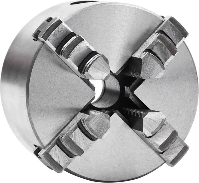 VD Home Furnishing 4-Backen-Selbstzentrierendes Drehbankfutter aus Stahl in Schwarz und Silber, Durchmesser: 80 mm - Bild 1