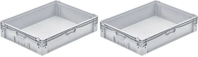 PROREGAL SparSet 2x Euro-Norm Großbehälter mit glattem Boden, Grau, H x B x T: 17 x 60 x 80 cm, 72 Liter Transportbox - Bild 1