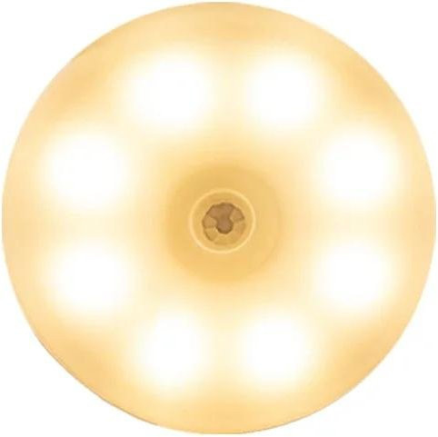 YJMP Super Lighting Induktives Nachtlicht mit Bewegungssensor, kreisförmiges LED-Treppenlicht mit magnetischer Saugung und USB-Aufladung, beige - Bild 1