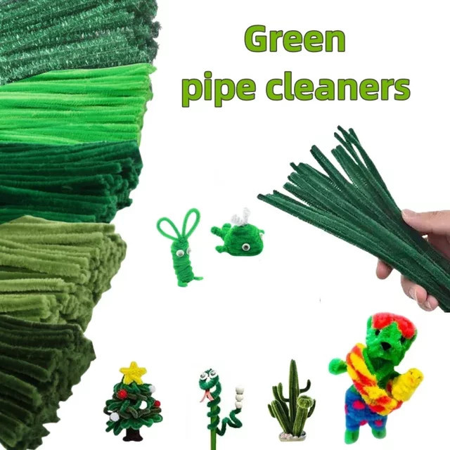 1000 Stück Chenille-Pfeifenreiniger in Grün, 30 cm für DIY Kunsthandwerk und Dekorationen - Bild 1