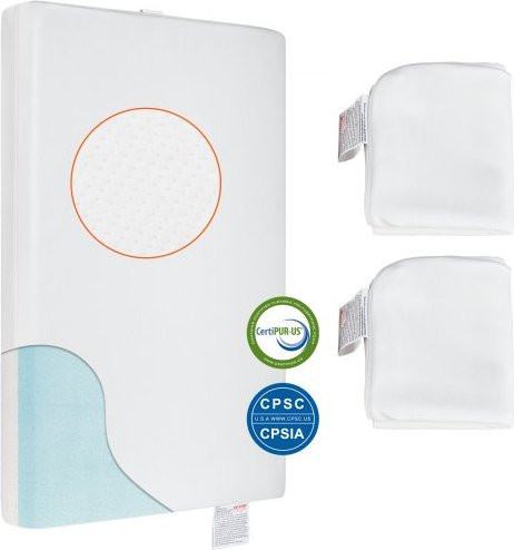 VEVOR Babybettmatratze aus Memory Foam mit 2 wasserdichten Bezügen, atmungsaktiv und waschbar, Farbe: Weiß, B/T/H: 120 x 60 x 8 cm - Bild 1