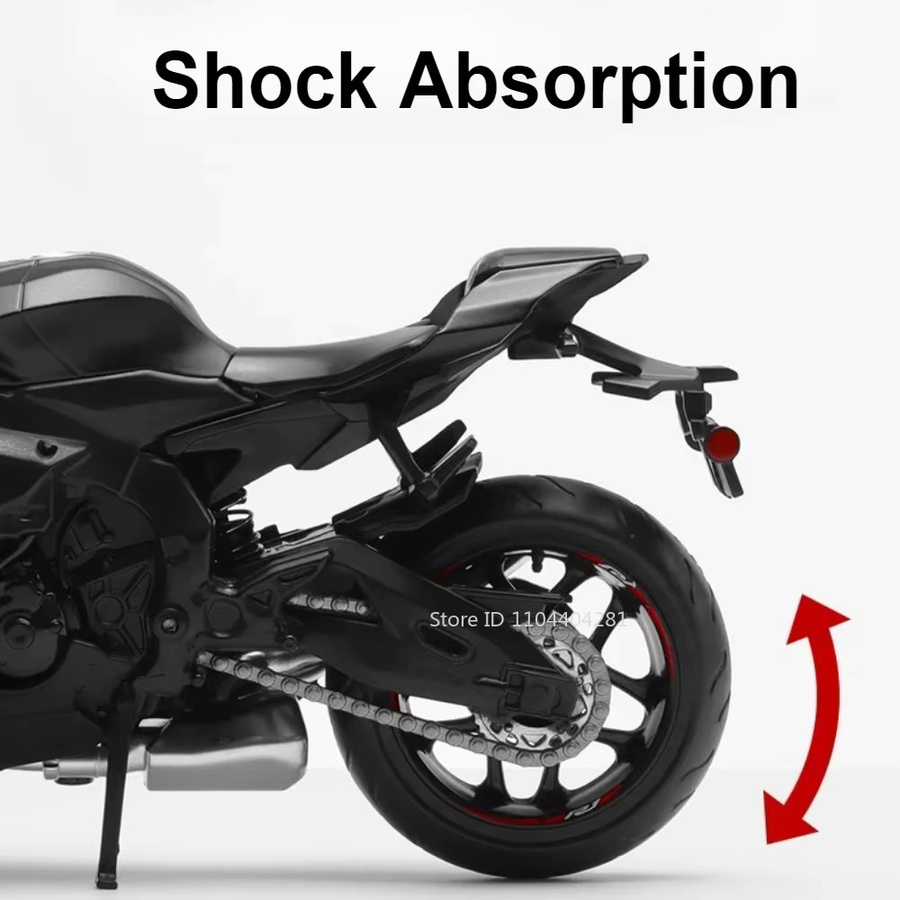 MAKEDA Yamaha YZF-R1M Motorrad Diecast, 1:12, Metall, Rot - Bild 5
