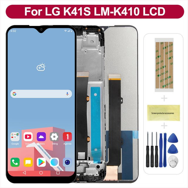 LG K41S LCD Display Touchscreen Digitizer Montage mit Rahmen in Schwarz, 6,55 Zoll, Ersatzteil LMK410EMW - Bild 1
