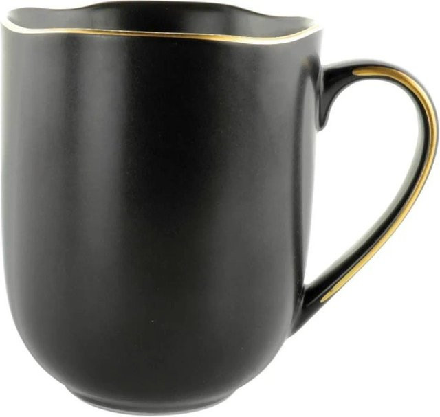 Mömax Kaffeebecher Onix aus Porzellan in Schwarz und Gold, 350 ml - Bild 1
