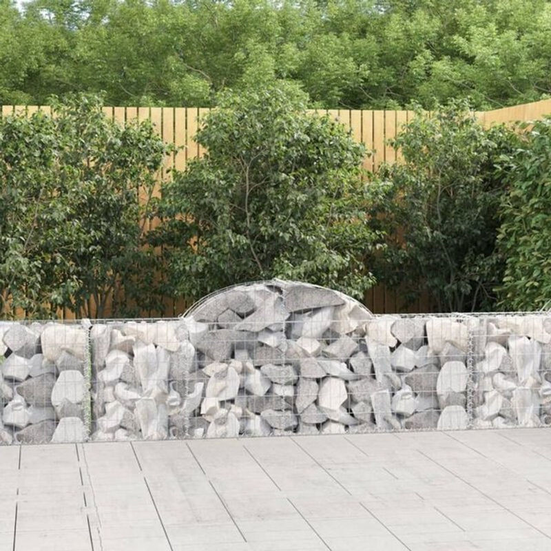 Vidaxl Gabionen mit Hochbogen aus verzinktem Metall, 12 Stück, Farbe: Silber/Grau, B/H: 200 x 30 x 60/80 cm - Bild 1