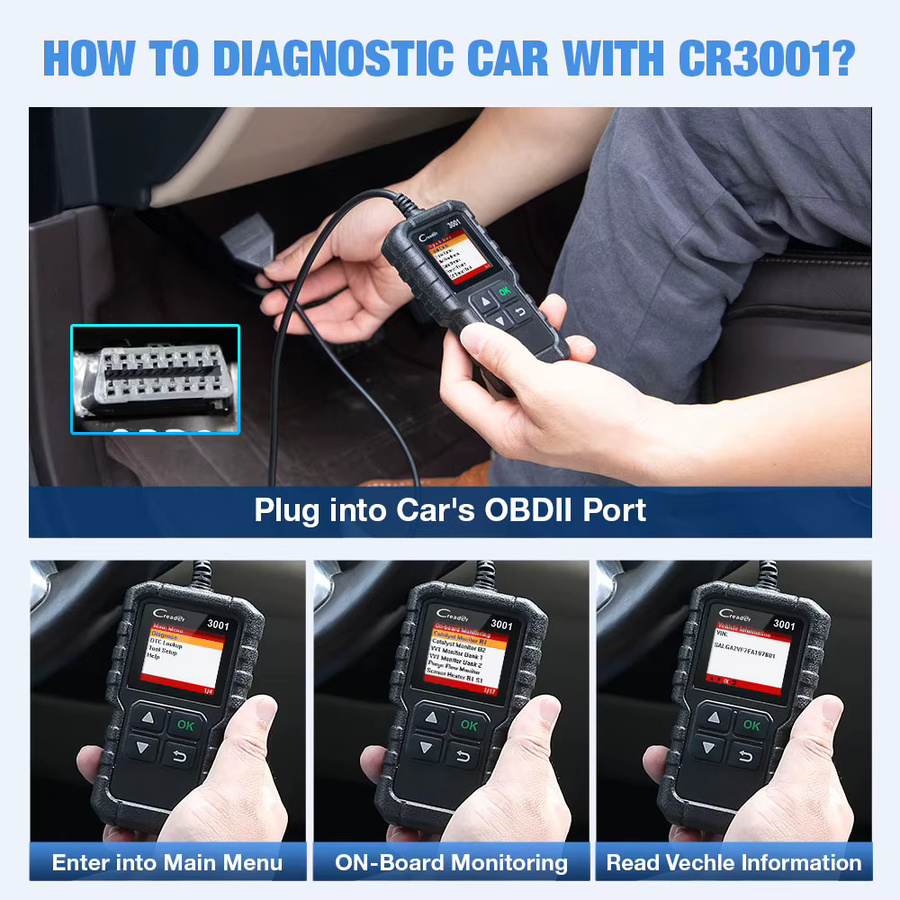 LAUNCH X431 CR3001 OBD2 Auto Diagnose Scanner in Schwarz mit Unterstützung für OBDII/EOBD und ELM327/KW850 - Bild 3