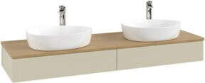 V&B Waschtischunterschrank Antao mit Beleuchtung, Eiche Honig und Grau lackiert, B/T: 160 x 50 cm - Bild 1