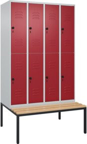 C+P Doppelstock-Spind Classic PLUS Sitzbank mit 4 Abteilen, Buche-Hartholz und Sicherheits-Drehriegel, B/T/H: 212,0 x 120,0 x 81,5 cm - Bild 1