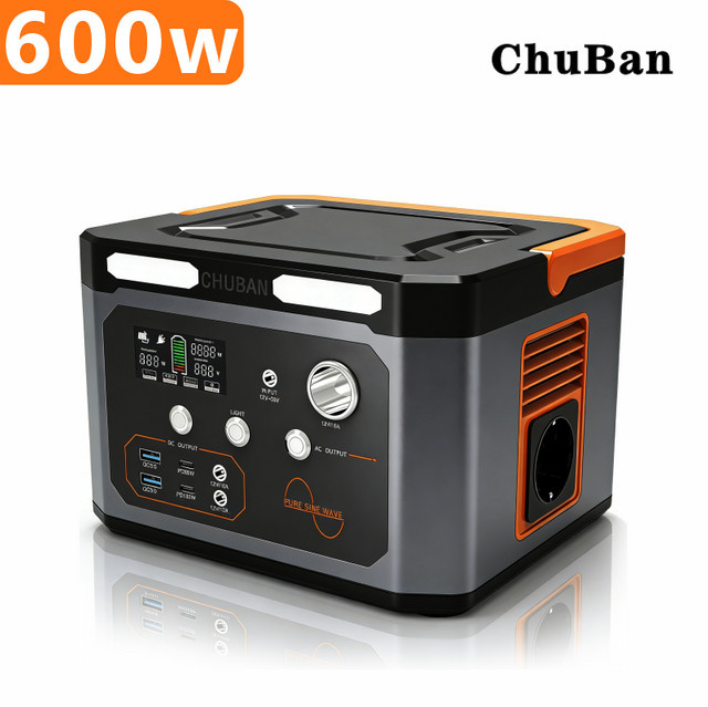 CHUBAN Tragbare Powerstation 600W 100000mAh mit reiner Sinuswelle als Solargenerator für Camping und Outdoor mit EU-Stecker - Bild 1