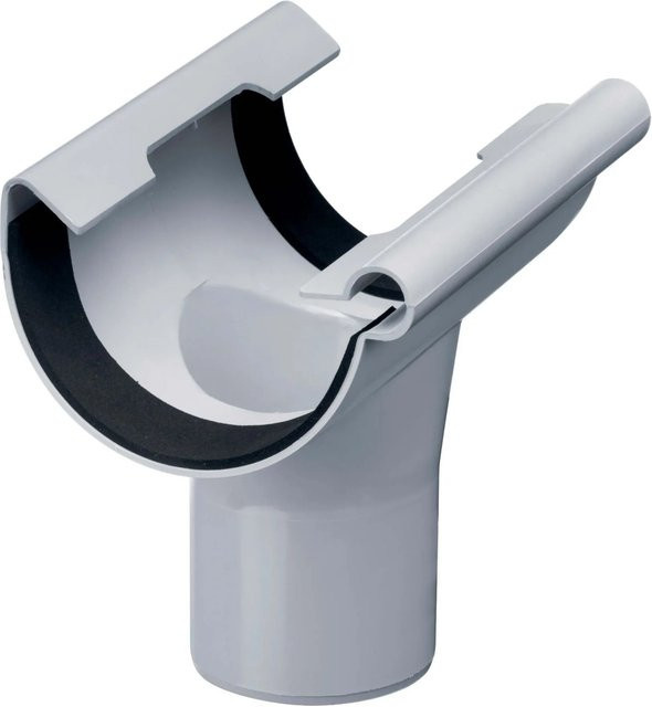 Inefa Einhangstutzen für Dachentwässerung aus PVC, halbrund, NW 125/DN 75, Grau - Bild 1