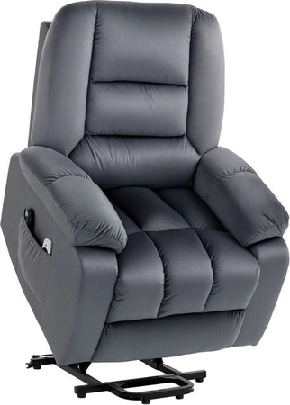 HOMCOM Elektrischer Fernsehsessel mit Aufstehhilfe für Senioren in Grau mit Samtbezug, B/T/H: 94 x 85 x 107 cm
