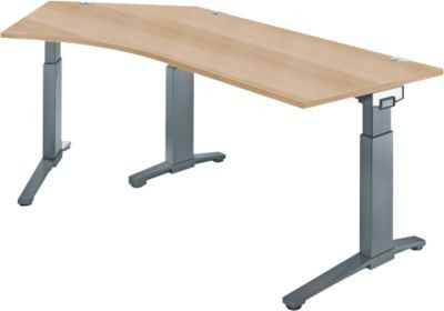 Schäfer Shop Genius Schreibtisch ERGOSTYLE S Eckschreibtisch mit C-Fuß Gestell, manuell höhenverstellbar, Eiche/Anthrazit, B: 216,5 cm, T: 80 cm, H: 67,5-89,5 cm - Bild 1