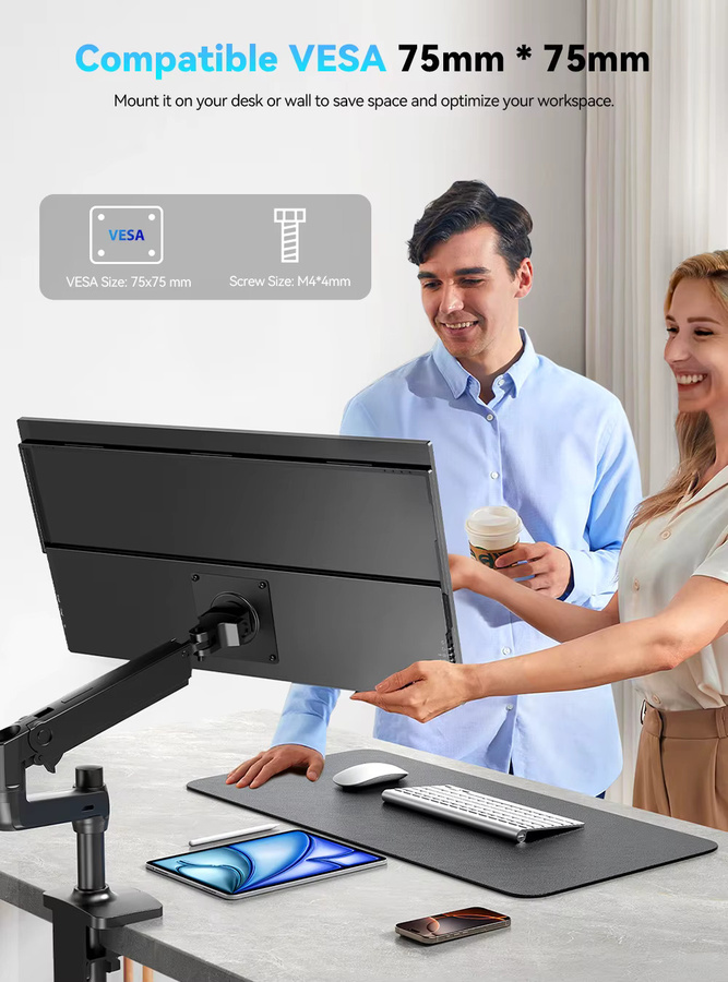Tragbarer Monitor EVICIV 24,5 Zoll Full HD mit 240Hz, 105% sRGB, 460 Nits, HDMI und USB-C, Schwarz - Bild 3