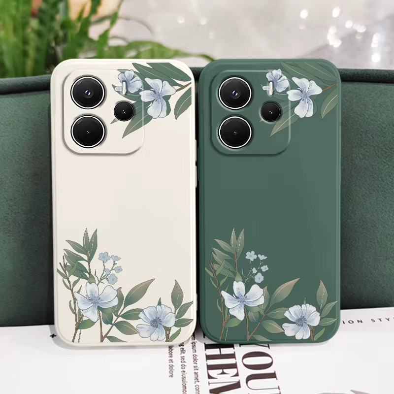 Silikon Handyhülle mit Blumen-Design und Flüssigkeitseffekt für Xiaomi Redmi Note 15 14 13 12 11 10 9 Pro Plus 5G 4G in Grün - Bild 2