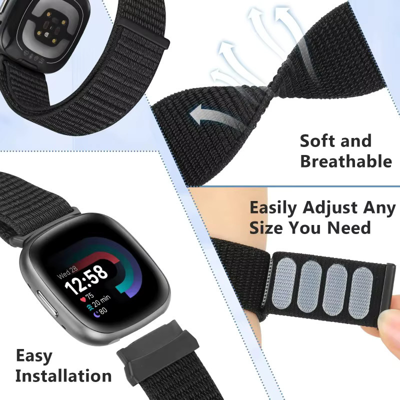 Fitbit Uhrenarmband Nylon, Schwarz, Unisex - Bild 5